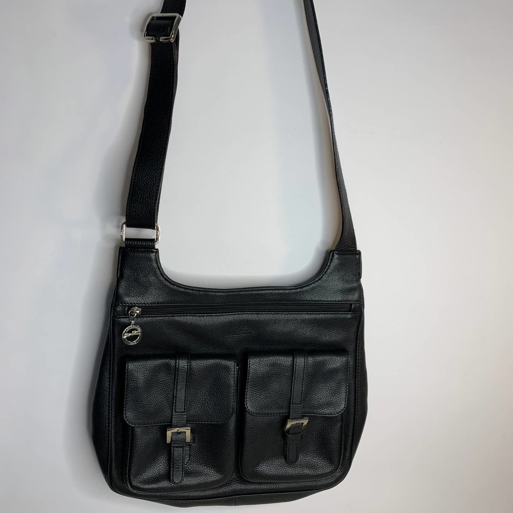 Longchamp Black Leather And small blue nylon bag